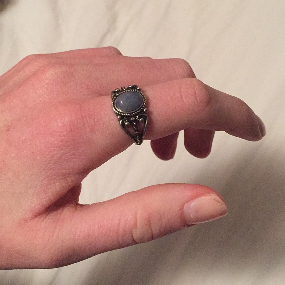 light blue gemstone silver ring